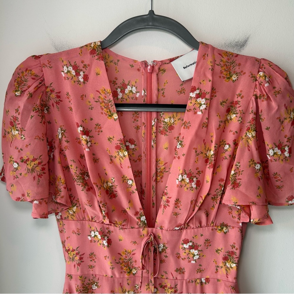 Reformation Mya Mini Dress Pink Floral Size 2 - Picture 4 of 11